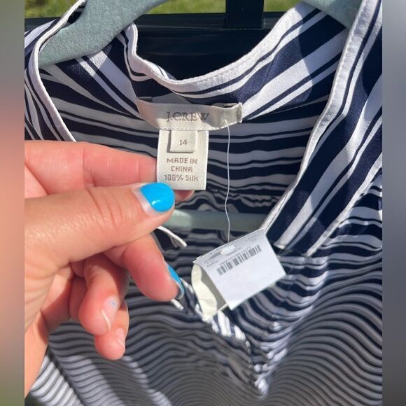 J Crew Striped Silk Tunic Blouse NWT - Picture 7 of 11